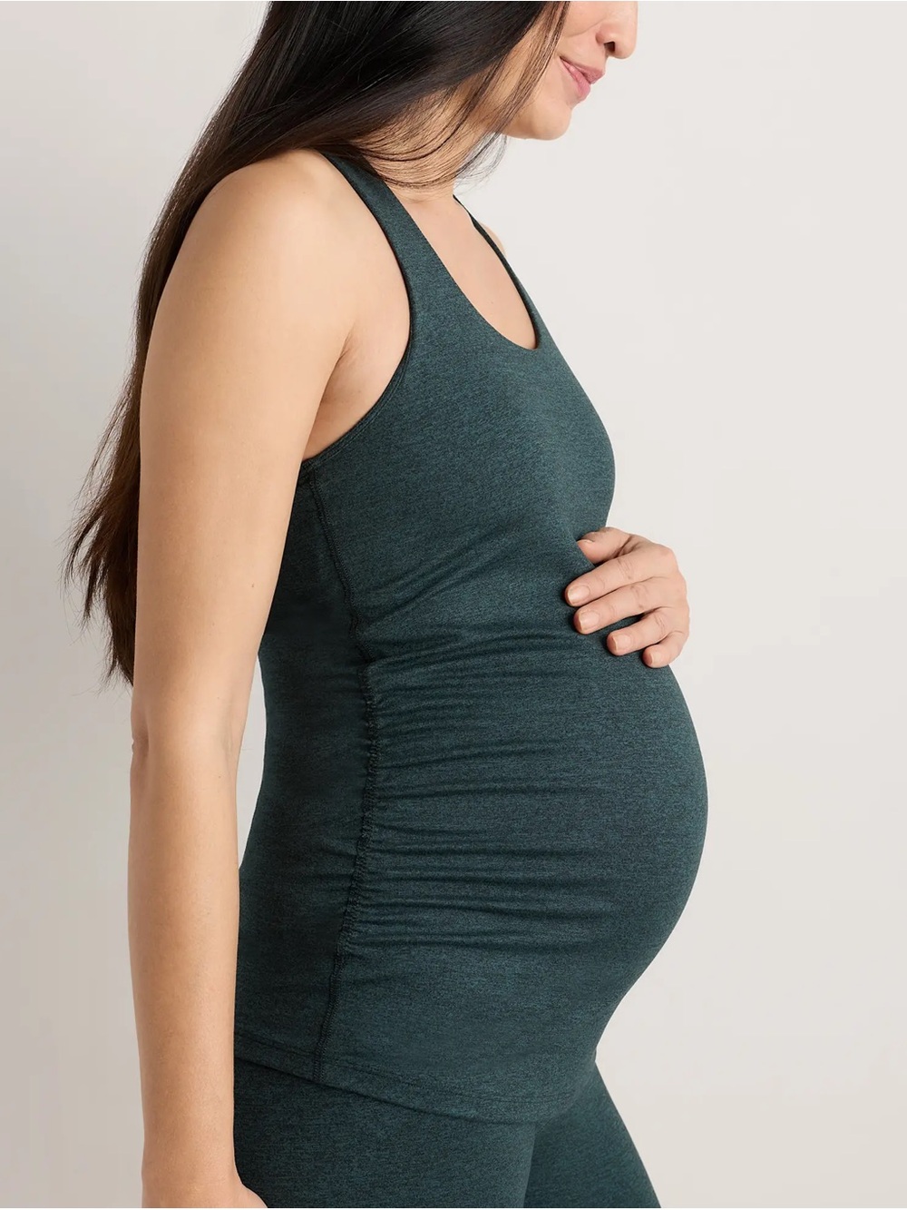 Quince Ultra-Soft Maternity Built-In Bra Sleeveless Tank Medium Heather Green